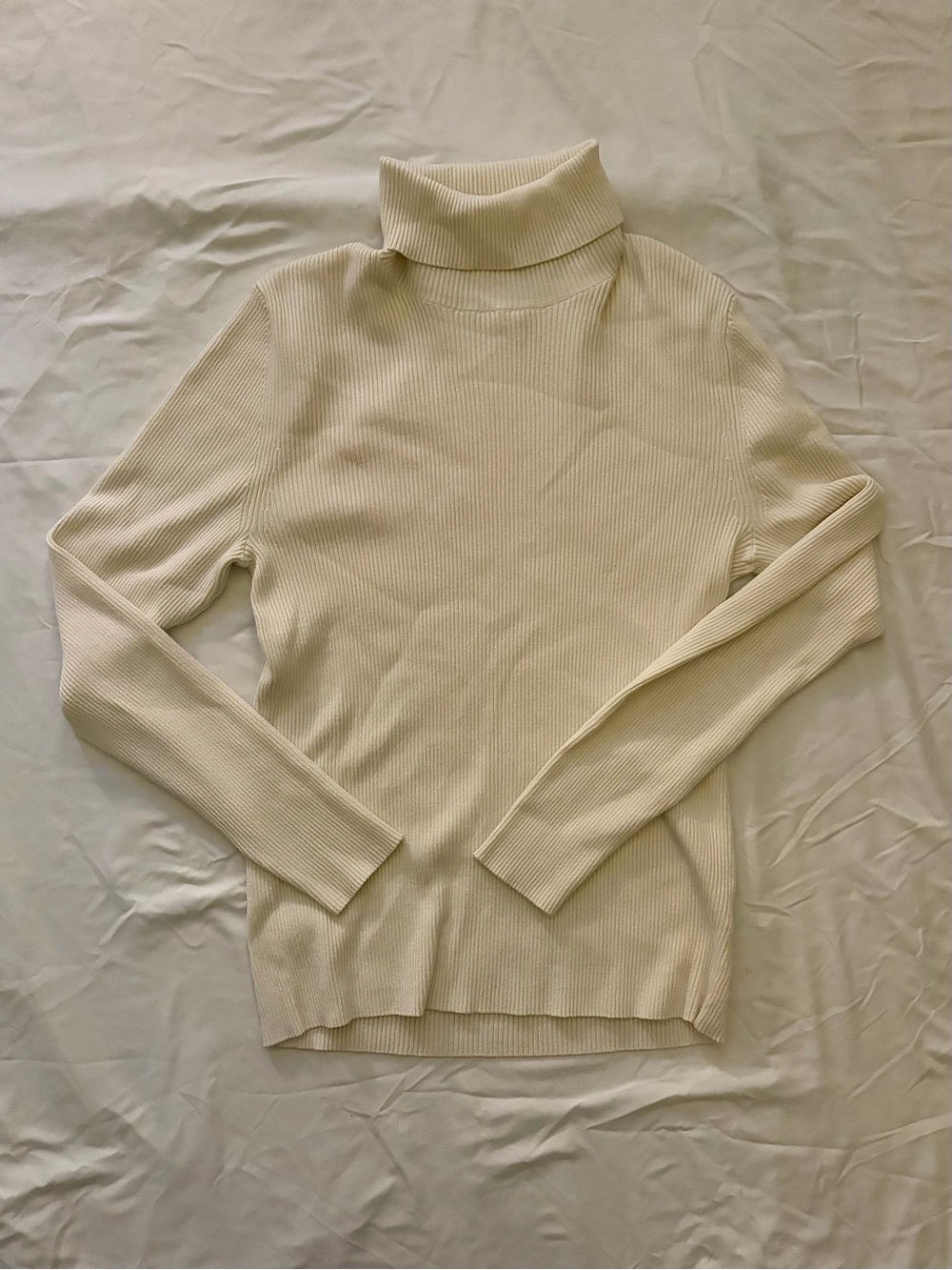 Nine West Cream Ribbed Turtleneck Sweater